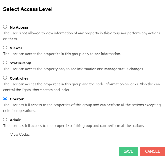 Access level BeHome