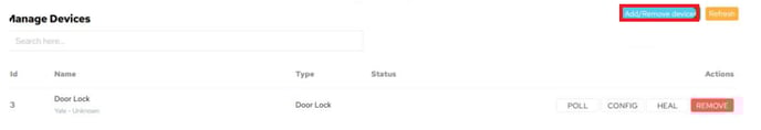 Add, remove devices Device Settings