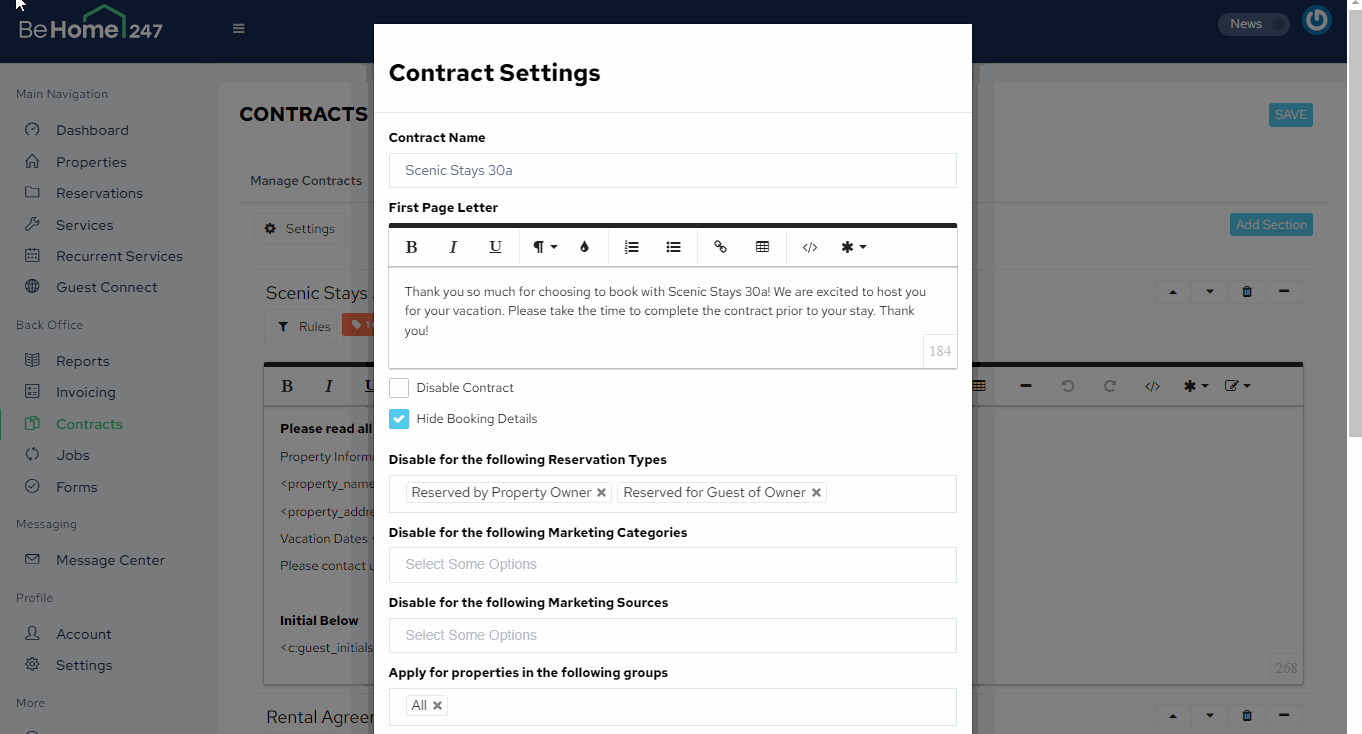 Settings Contract Overview