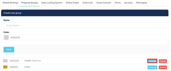 Settings Property Groups