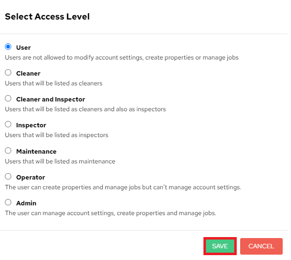 access level add user