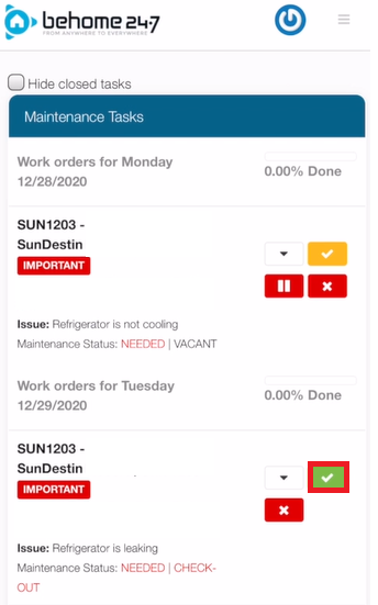 maintenance tasks list