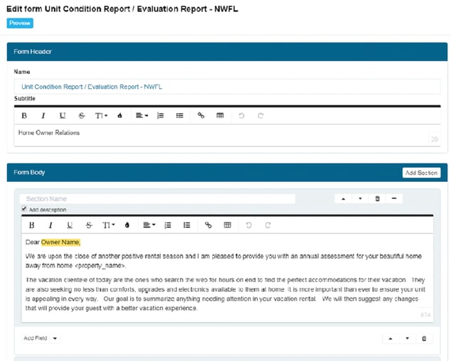 report format settings